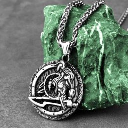 Collier Viking Warrior en acier inoxydable pour hommes pendentif de style nordique à la mode pour