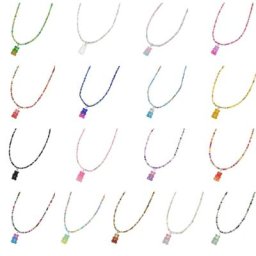 Colliers pendentif ours de couleur dégradée tour de cou en perles collier JONecklace 4 pièces