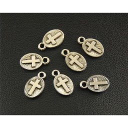 Mini breloque croix en métal pour document argenté collier bricolage bracelet jonc accessoires