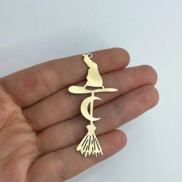 Breloques en Laiton en Forme de Balai de Sorcière Bâton en Forme de Croissant de Lune Chapeau