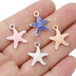 Breloques en forme d'étoile de mer 10 pièces plaqué argent en émail pendentif pour la fabrication