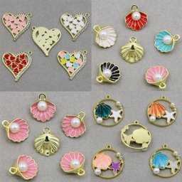 Breloques en forme de coeur de la vie marine en émail bijoux exécutifs étoile de mer coquillage
