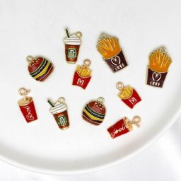 breloque pour fabrication bijoux Pendentif breloque mini cola frites burger patch adapté pour