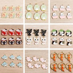 Breloques en émail de dessin animé pour bijoux animal exécutif ours chat chien Pmotfor