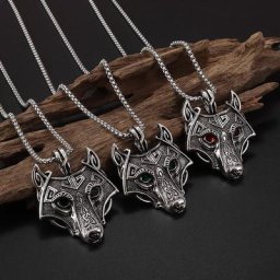 Collier pendentif Vintage Viking tête de renard pour hommes et femmes Punk Hip Hop tendance moto