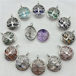 Pendentif arbre de vie évidé en œil de tigre pierre précieuse naturelle cristal de quartz bijoux