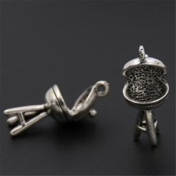 Breloques en alliage de Zinc pour barbecue 10 pièces couleur argent 3D pendentif de Camping