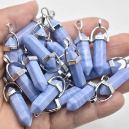 Breloques en cristal onyx à rayures bleues pour la fabrication de bijoux lot de 24 pièces vente en