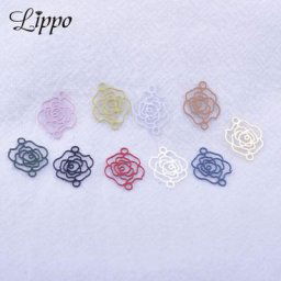 Connecteur de boucles d'oreilles en laiton AC5215 10x13mm 100 pièces petites fleurs roses