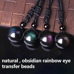 Pendentif boule d'obsidienne œil arc-en-ciel pierre naturelle perle unique collier porte-bonheur