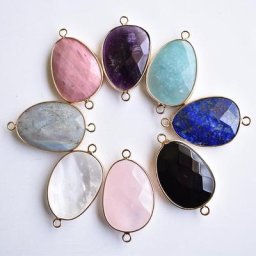 Pendentif en pierre naturelle 6 pièces améthystes lapis lazuli connecteur à double trou pour la
