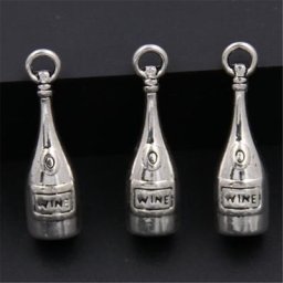 Breloques tibétaines en forme de bouteille de vin rouge 15 pièces couleur argent pendentifs pour