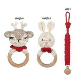 Anneaux de suspension en forme de dessin animé pour bébé sans BPA couleur naturelle cadeau pour