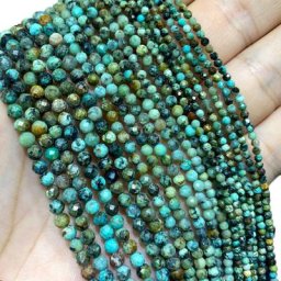 Vente en gros 100% pierres précieuses naturelles Turquoises africaines perles rondes à facettes