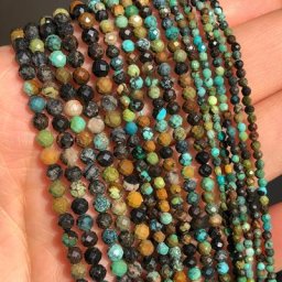 Perles de pierre Turquoises africaines à facettes naturelles rondes perles d'espacement amples pour