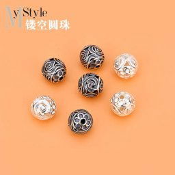 Perles de fleurs vintage en argent regardé 925 matériel perlé fait à la main accessoires de