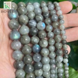 Perles Rondes en Labrumen Gris Lisse en Pierre Naturelle 15 Pouces 4/6/8/10/12mm pour Bricolage