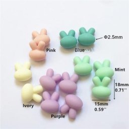 Perles de dentition en Silicone sans BPA petits lapins couleur Pastel pour bricolage collier de
