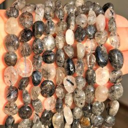Perles en pierre de Quartz naturelle rutilé noire irrégulière 8-10mm perles d'espacement amples