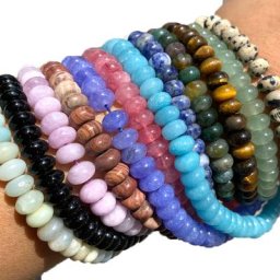 Perles Rondelles Naturelles Charbon Vert Jades Amaloggite Agat Calcédoine Multicolore pour