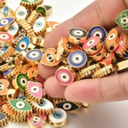 Breloques œil bleu style Boho perles pour bijoux collier bracelet émail exécutif métal