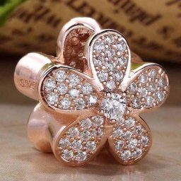 Breloque en argent Sterling 925 fleur de marguerite éblouissante avec perle de cristal pour