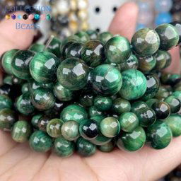 Perles d'oeil de tigre vert en pierre naturelle entretoise ronde pour bijoux de direction