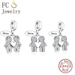FC – Bracelet à breloques en argent Sterling 925 perle pour fabrication de bijoux frères et sœurs
