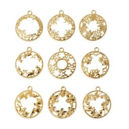 Pendentif Cabochon rond en résine cadre vierge pour la fabrication de bijoux 9 pièces