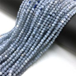 Petites perles d'angélite naturelle 2 3 4mm bleu à facettes Section amples pour la