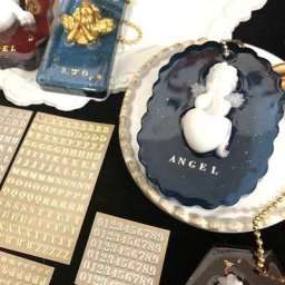 CPDD – lettres de l'alphabet 3mm 5 pièces autocollants décoratifs en résine époxy paillettes