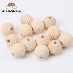 Lot de 10 boules rondes en bois naturel ondulé perles d'espacement pour la décoration et la