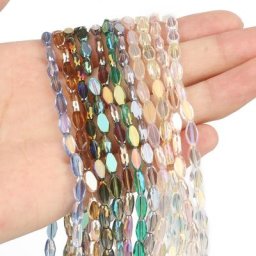 Perles Transparentes en Clip Multicolores AB Accessoire d'Espacement de Forme Ovale à Facettes en