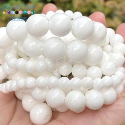 Pierres Naturelles Blanches Angelite Jades 6/8/10/12mm Perles d'Espacement Rondes pour Bijoux de