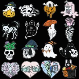 Broche de dessin animé d'Halloween Modules d'anime Seton Chat Fantôme Crâne Cœur Fantôme