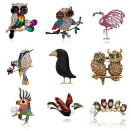 ChimEnamel-Broches perroquet corbeau théâtre l oiseau pour femmes et enfants épingles animales