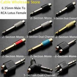 Adaptateur Jack Stéréo 6.35mm Mâle vers RCA Antenne Femelle Tête de Transfert Audio Y Prise Audio