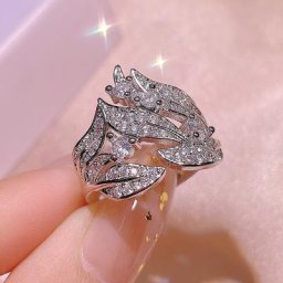 Bague en argent 925 avec feuille de diamant en zircon blanc pour femme bijoux créatifs cadeau