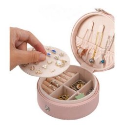 Mini Boîte à Bijoux de Voyage Portable en Cuir pour Bagues HXBA