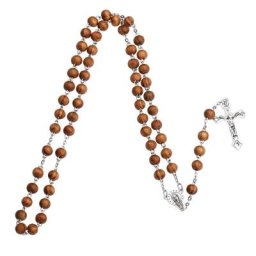 Chapelet Catholique en Perles Rondes pour Homme Fait à la Main pour Croix Religieux en Bois