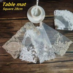 Tapis de Table brodé en maille carrée européenne à bas prix assiette de dessous de verre bol