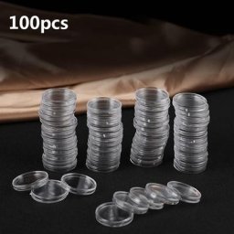 Porte-monnaie en plastique Transparent 16MM 100 pièces boîte de collecte de pièces étui pour