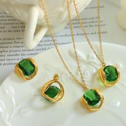 Ensemble de bijoux de personnalité unisexe collier de tempérament boucles d'oreilles en cristal