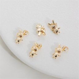 Accessoires enveloppés d'or 14k lapin lisse figure unie 7*10mm pendentif bracelet collier
