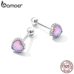 Bamoer – boucles d'oreilles en argent Sterling 925 en forme de cœur opale brillante pour femme