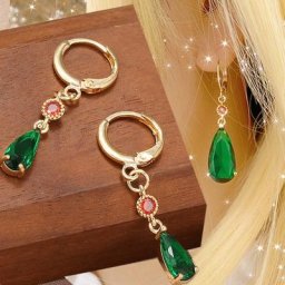 Boucles d'oreilles HowS1 Moving Castle pour femme clip en cristal vert en forme de goutte bijoux
