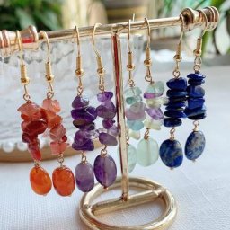 Reiki – boucles d'oreilles en cristal naturel pour femmes longues pampilles pendule roche