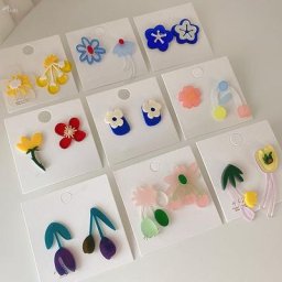 AOMU-Boucles d'Oreilles Asymétriques Colorées en Acrylique Tulipe de Fleurs Style Bohème Bijoux