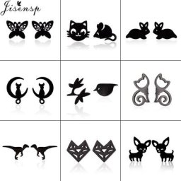 Jisensp – boucles d'oreilles en acier inoxydable pour femme motif Animal mignon petit chat