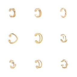 Boucles d'oreilles clip punk en métal doré mancommuniste d'oreille sans trou manchette d'oreille